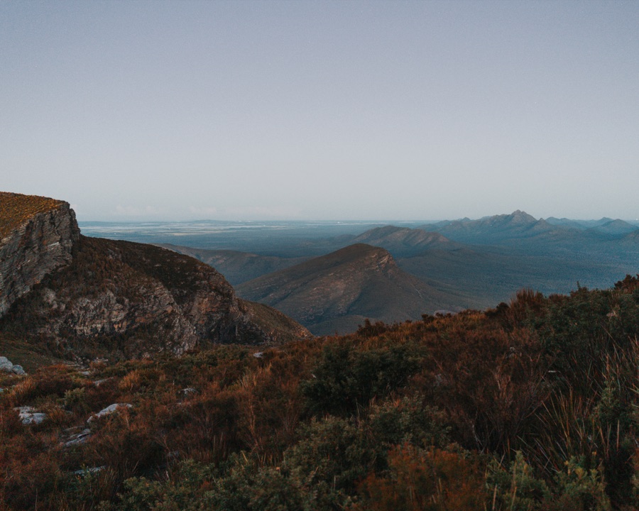 Dim early light over ridges seen from Bluff Knoll